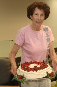 Nosh-winning pav: Heather Hamilton with her winning creation, a classic pav with perfect meringue centre and crisp outer